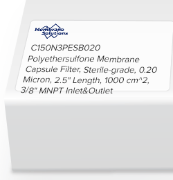 Polyethersulfone Membrane Capsule Filter, Sterile-grade, 0.20 Micron, 2.5" Length, 1000 cm^2, 3/8" MNPT Inlet&Outlet