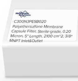 Polyethersulfone Membrane Capsule Filter, Sterile-grade, 0.20 Micron, 5" Length, 2100 cm^2, 3/8" MNPT Inlet&Outlet