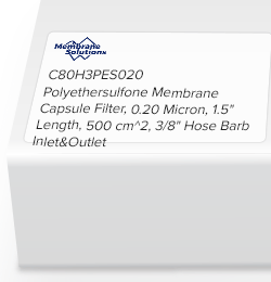 Polyethersulfone Membrane Capsule Filter, 0.20 Micron, 1.5" Length, 500 cm^2, 3/8" Hose Barb Inlet&Outlet