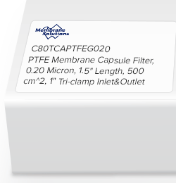 PTFE Membrane Capsule Filter, 0.20 Micron, 1.5" Length, 500 cm^2, 1" Tri-clamp Inlet&Outlet