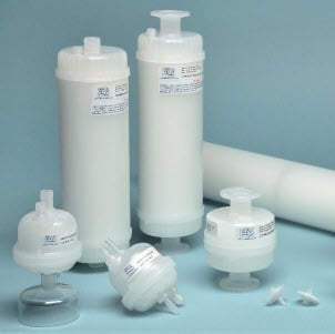 Biopharmaceutical Capsule Filter, High Capacity PES, 0.5 over 0.22 Micron, 10" Length, 3/8"-9/16" Stepped Hose Barb Inlet & Outlet